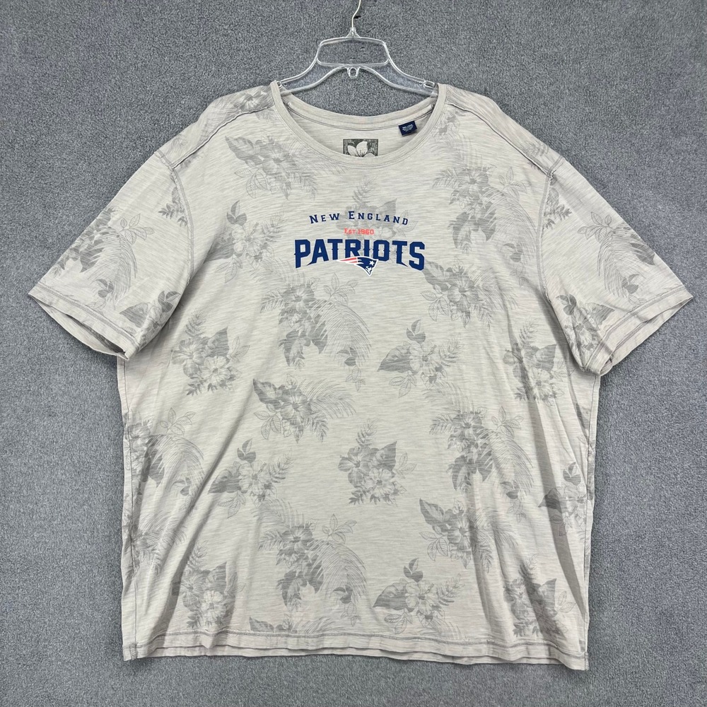 Tommy Bahama Patriots T-Shirt Mens 3XL Grey Floral Pima Cotton NFL Football Tee
